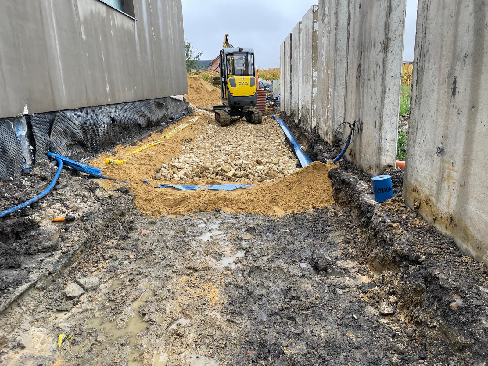 Drenaż opaskowy i izolacja ścian fundamentowych